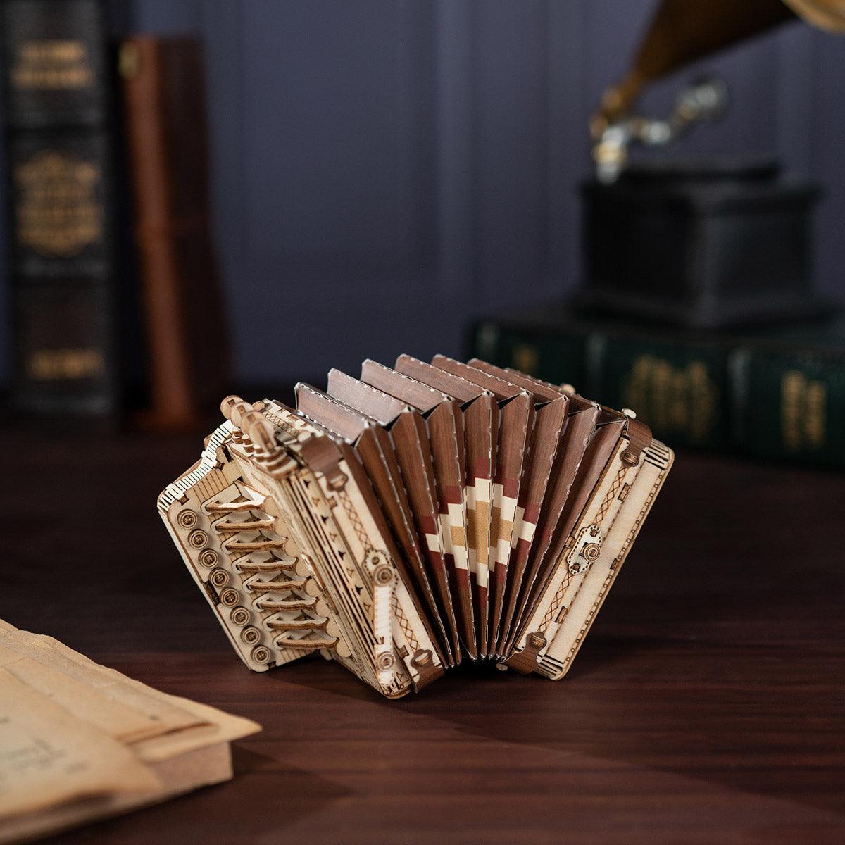 Melodic Accordion - Musical Wooden Model Kit - 3D Wooden Puzzle by Extoril