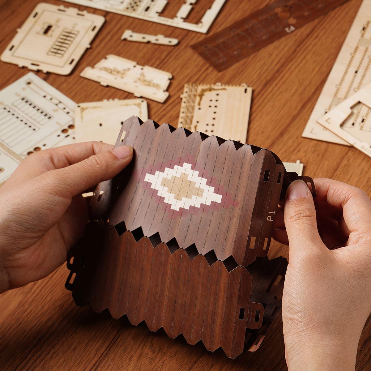 Melodic Accordion - Musical Wooden Model Kit - 3D Wooden Puzzle by Extoril
