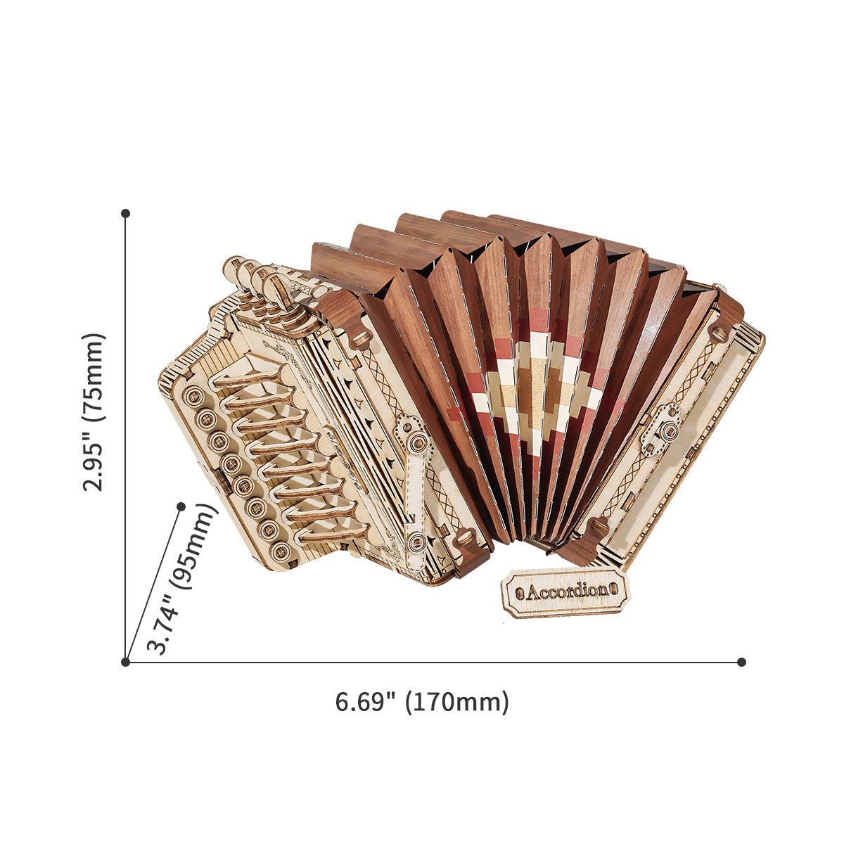 Melodic Accordion - Musical Wooden Model Kit - 3D Wooden Puzzle by Extoril