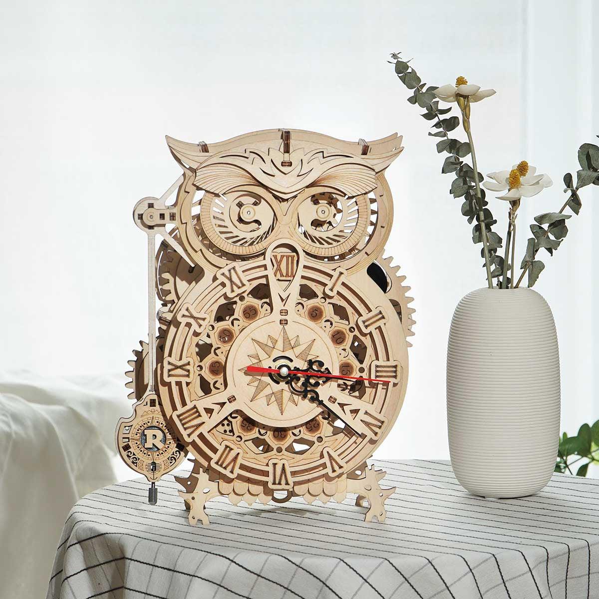 Nightwatch Owl Mechanical Timer Clock - 3D Wooden Puzzle by Extoril
