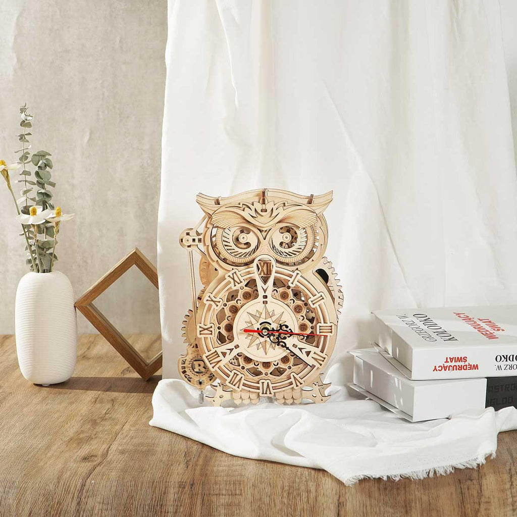 Nightwatch Owl Mechanical Timer Clock - 3D Wooden Puzzle by Extoril