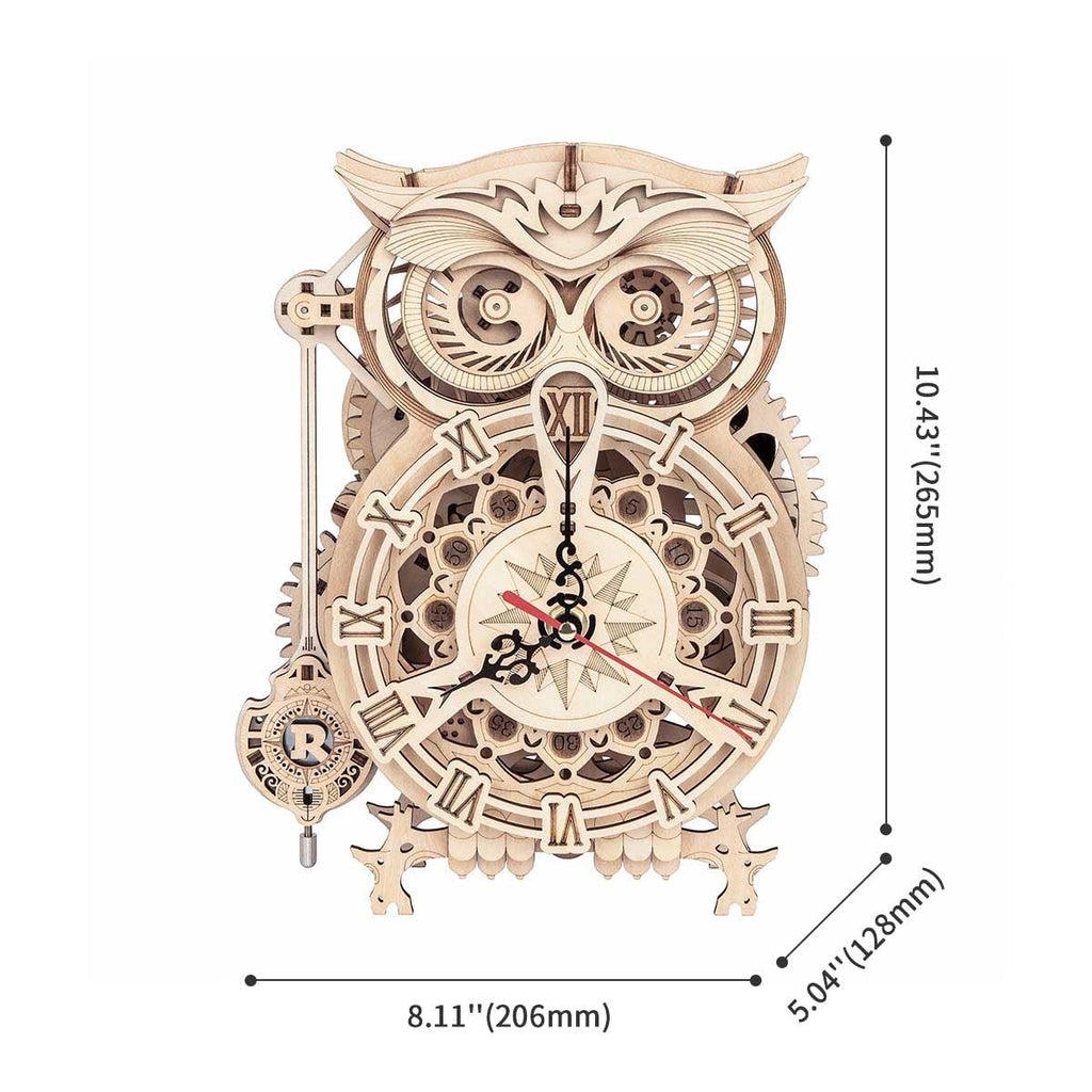 Nightwatch Owl Mechanical Timer Clock - 3D Wooden Puzzle by Extoril