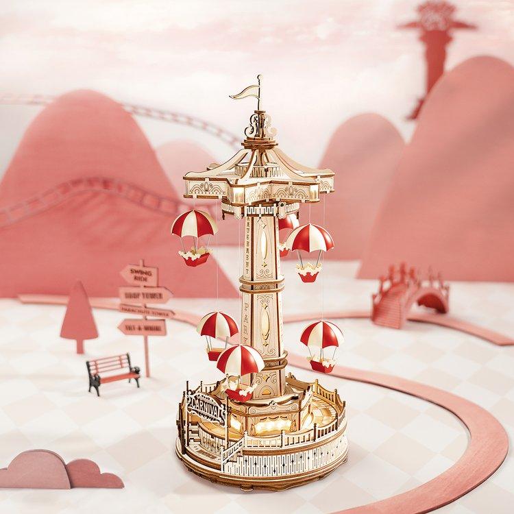 Parachute Tower DIY Music Box 3D Wooden Puzzle - 3D Wooden Puzzle by Extoril