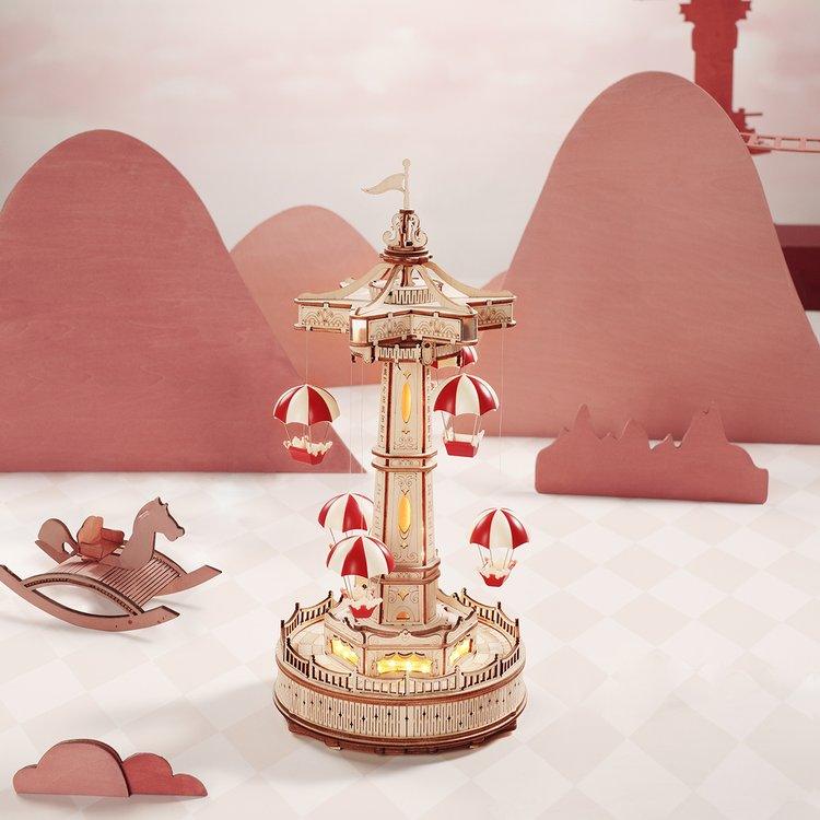Parachute Tower DIY Music Box 3D Wooden Puzzle - 3D Wooden Puzzle by Extoril