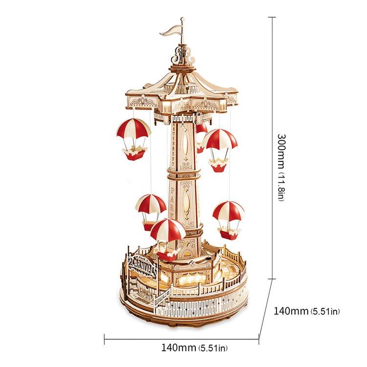 Parachute Tower DIY Music Box 3D Wooden Puzzle - 3D Wooden Puzzle by Extoril