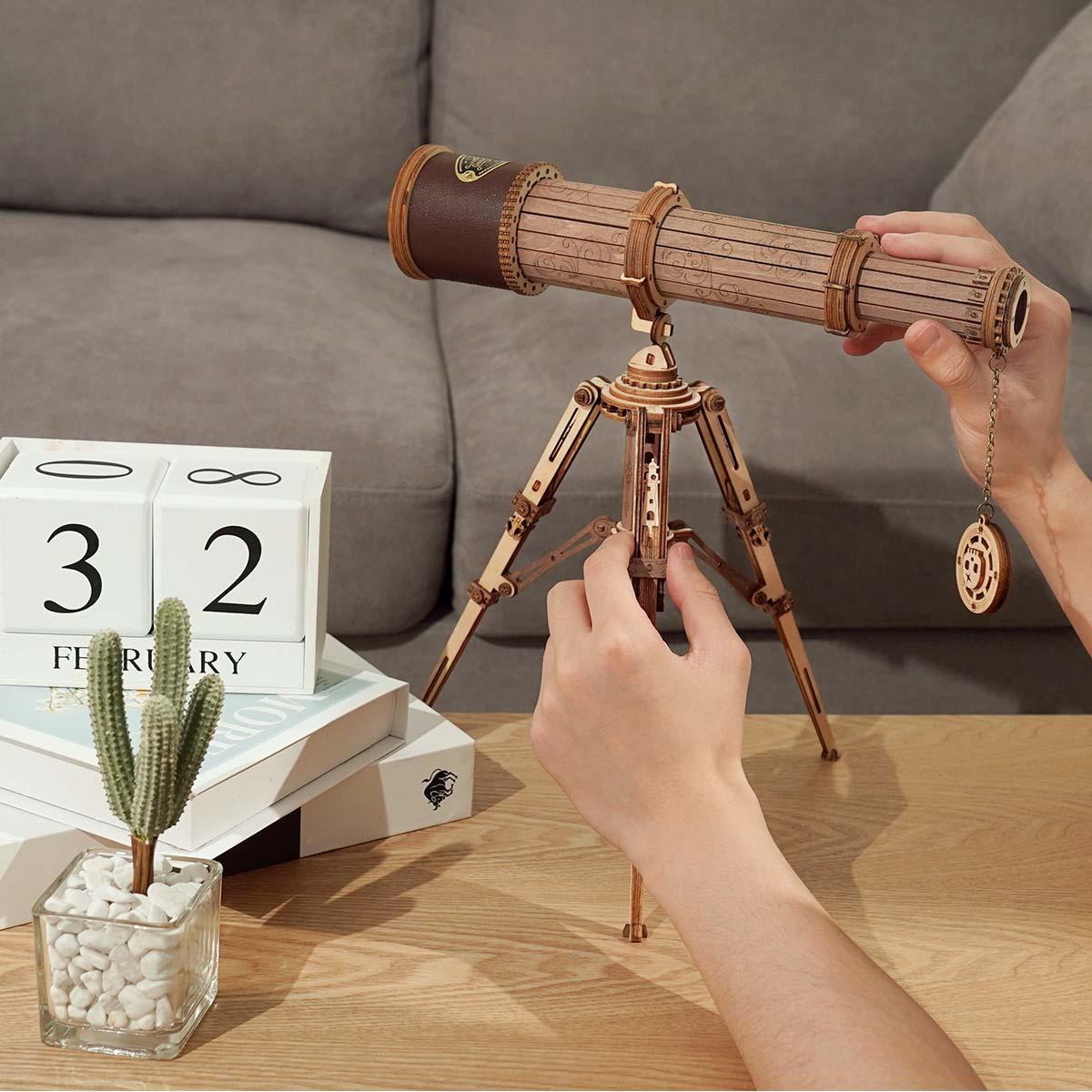 Stargazer's Vintage Monocular Telescope - 3D Wooden Puzzle by Extoril