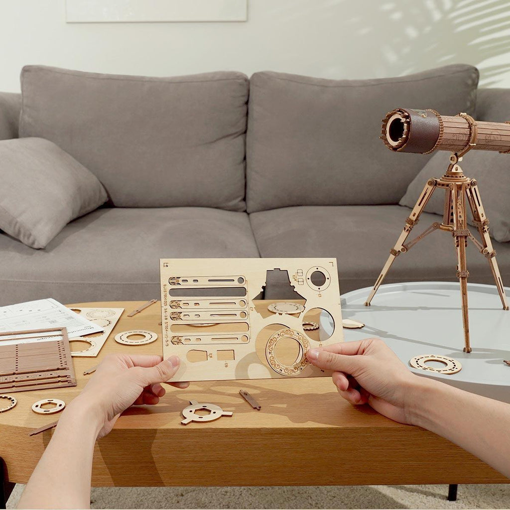 Stargazer's Vintage Monocular Telescope - 3D Wooden Puzzle by Extoril