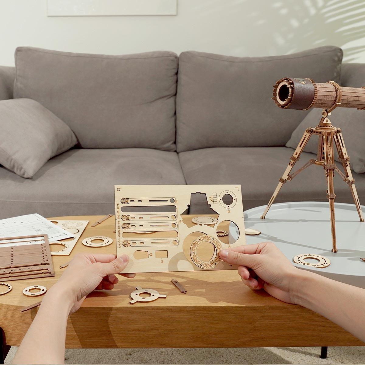 Stargazer's Vintage Monocular Telescope - 3D Wooden Puzzle by Extoril