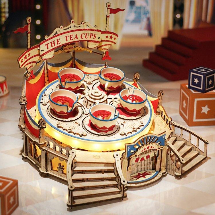 Tilt-A-Whirl DIY Music Box 3D Wooden Puzzle - 3D Wooden Puzzle by Extoril