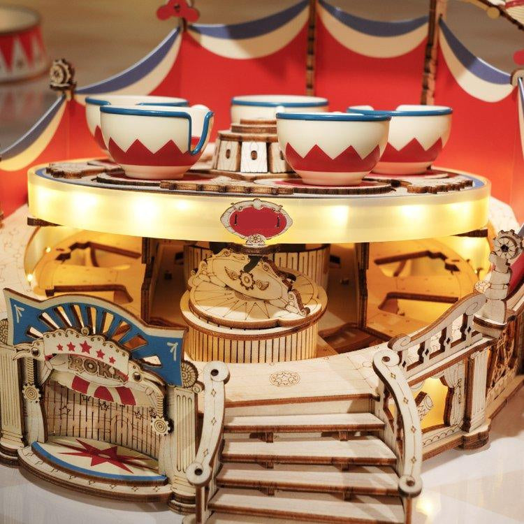 Tilt-A-Whirl DIY Music Box 3D Wooden Puzzle - 3D Wooden Puzzle by Extoril