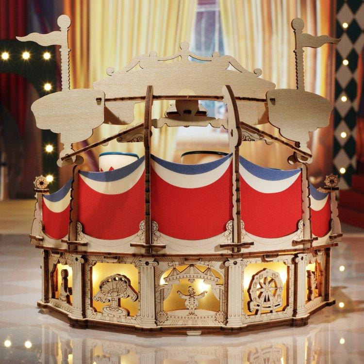 Tilt-A-Whirl DIY Music Box 3D Wooden Puzzle - 3D Wooden Puzzle by Extoril