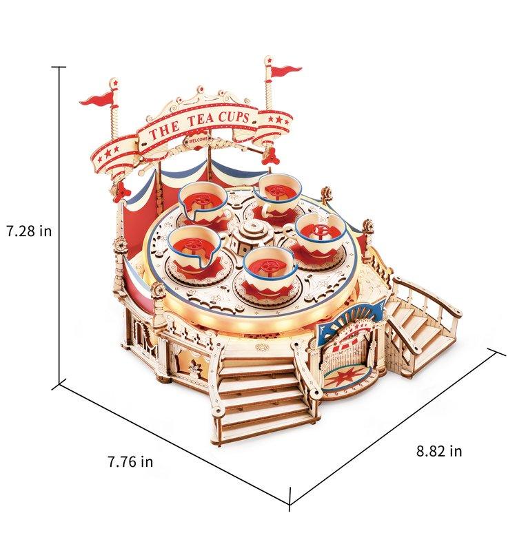 Tilt-A-Whirl DIY Music Box 3D Wooden Puzzle - 3D Wooden Puzzle by Extoril
