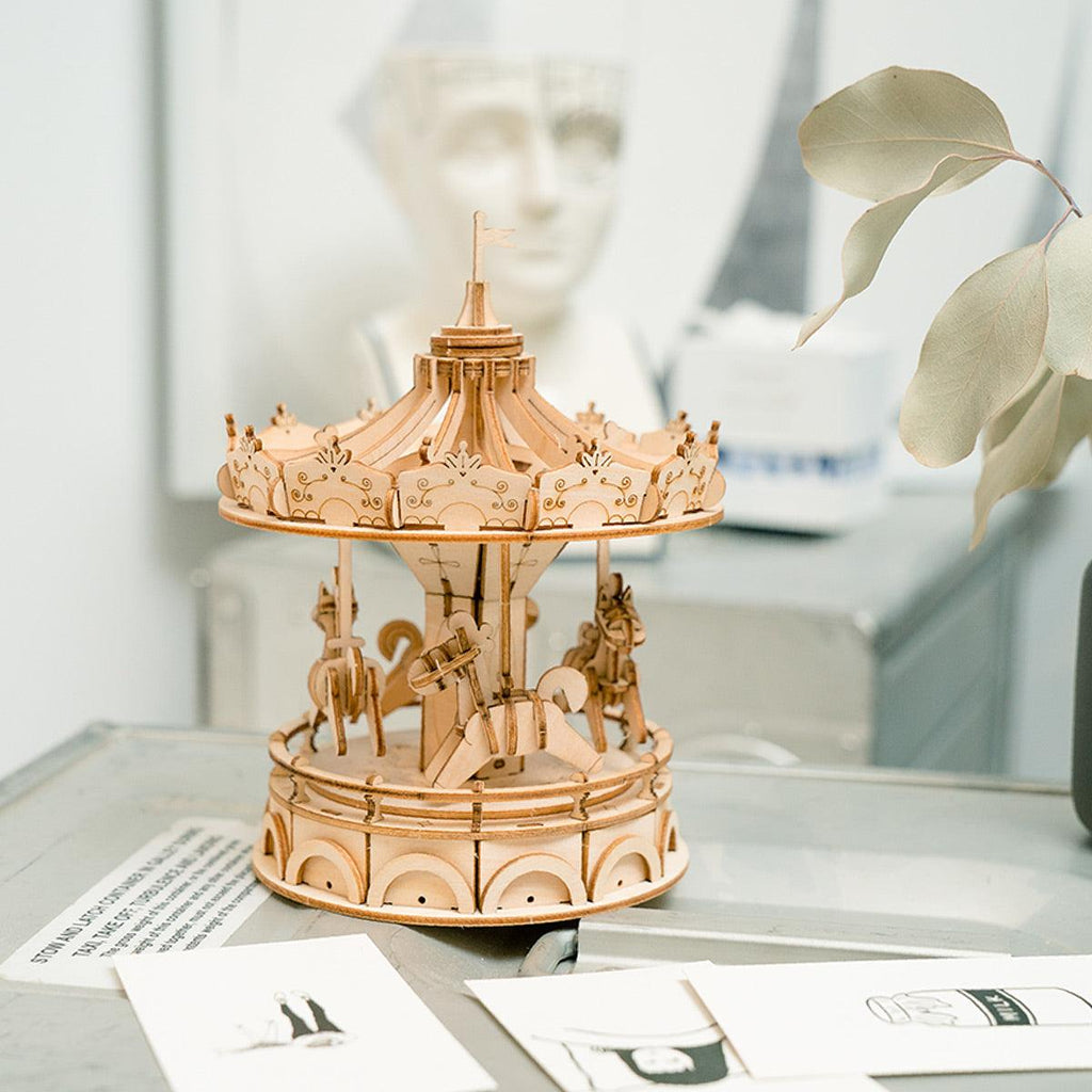 Vintage Carousel 3D Wooden Puzzle - 3D Wooden Puzzle by Extoril