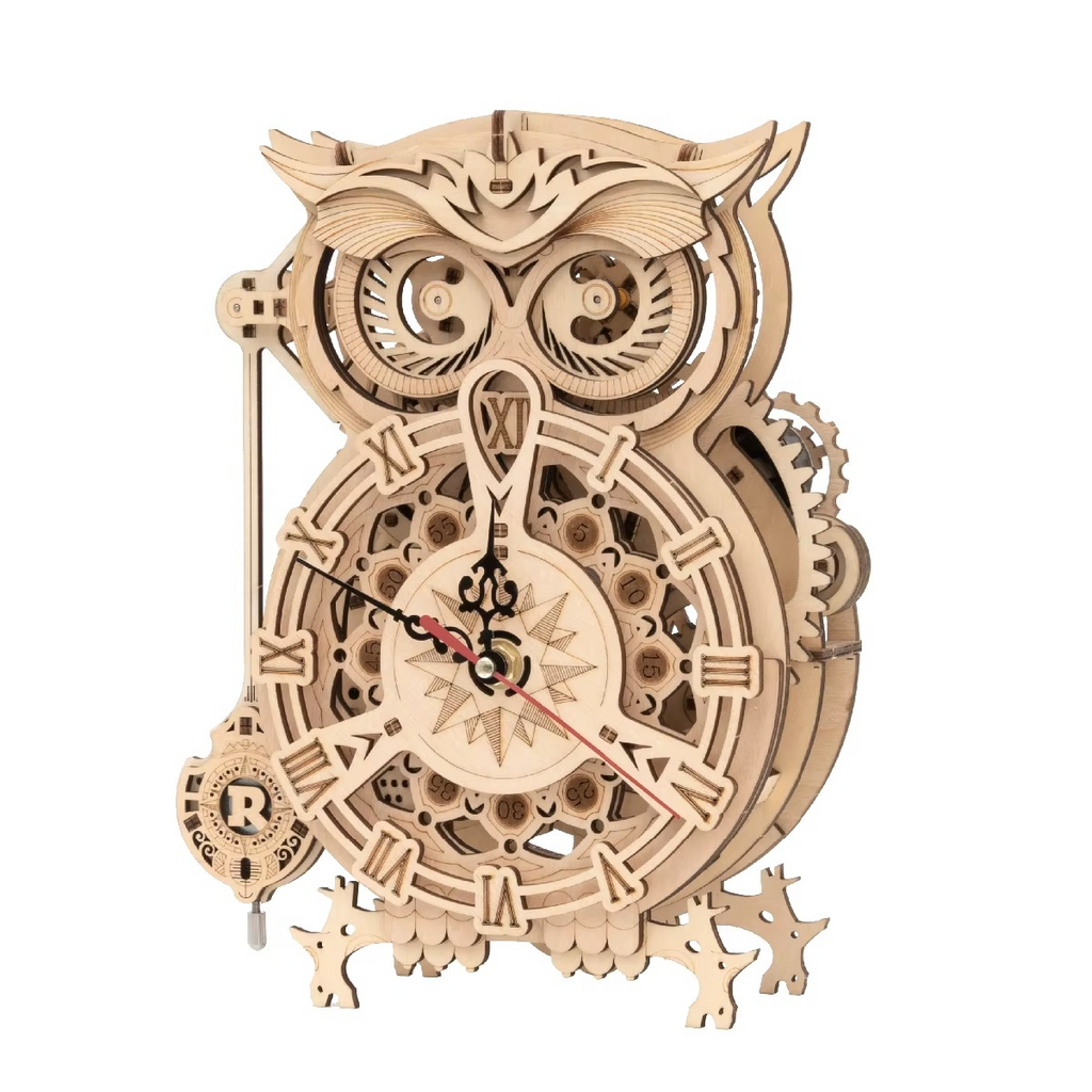 Nightwatch Owl Mechanical Timer Clock - 3D Wooden Puzzle by Extoril