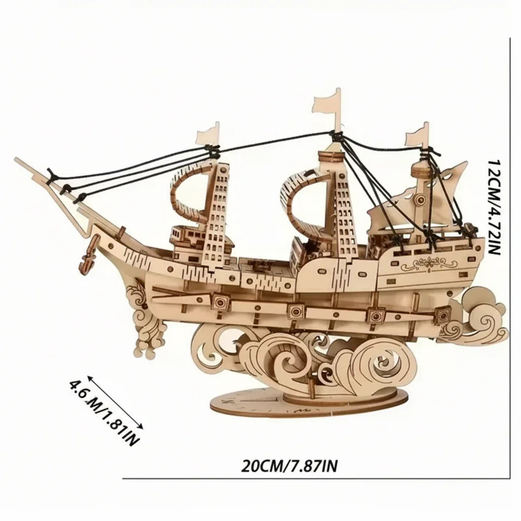 Sailling Ship 3D Wooden Puzzle Decor - 3D Wooden Puzzle by Extoril