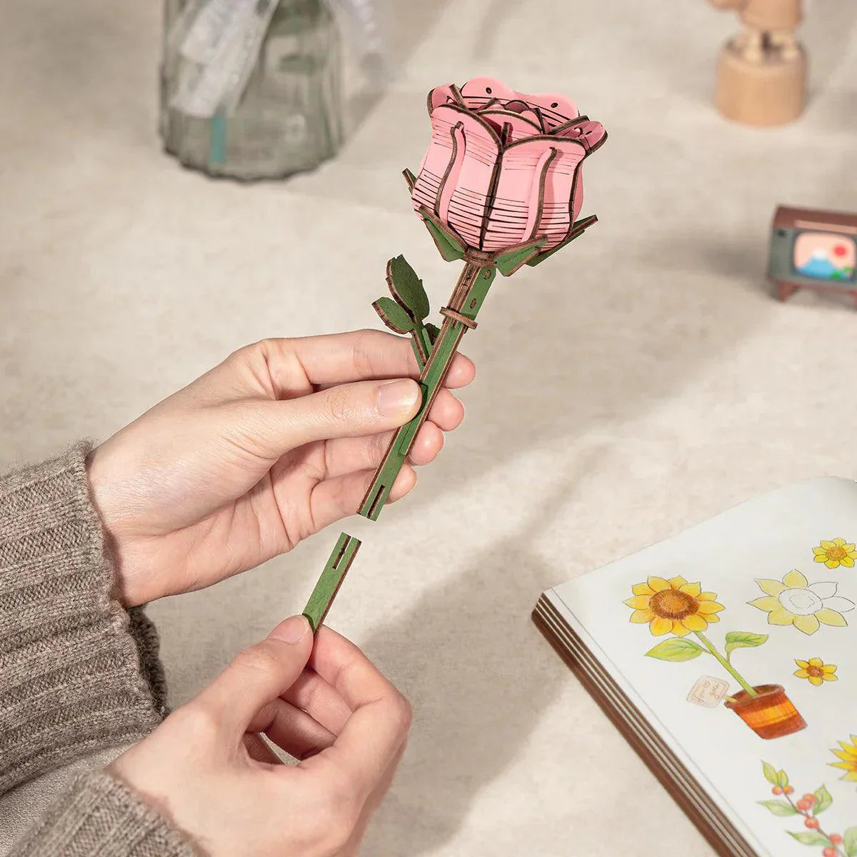Eternal Bloom 3D Wooden Puzzle Bouquet - DIY Flower by Extoril