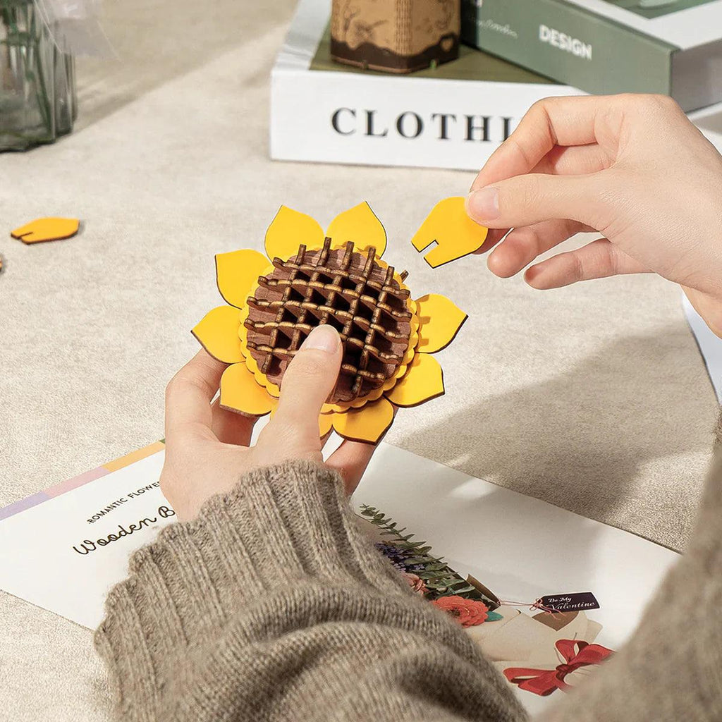 Eternal Bloom 3D Wooden Puzzle Bouquet - DIY Flower by Extoril