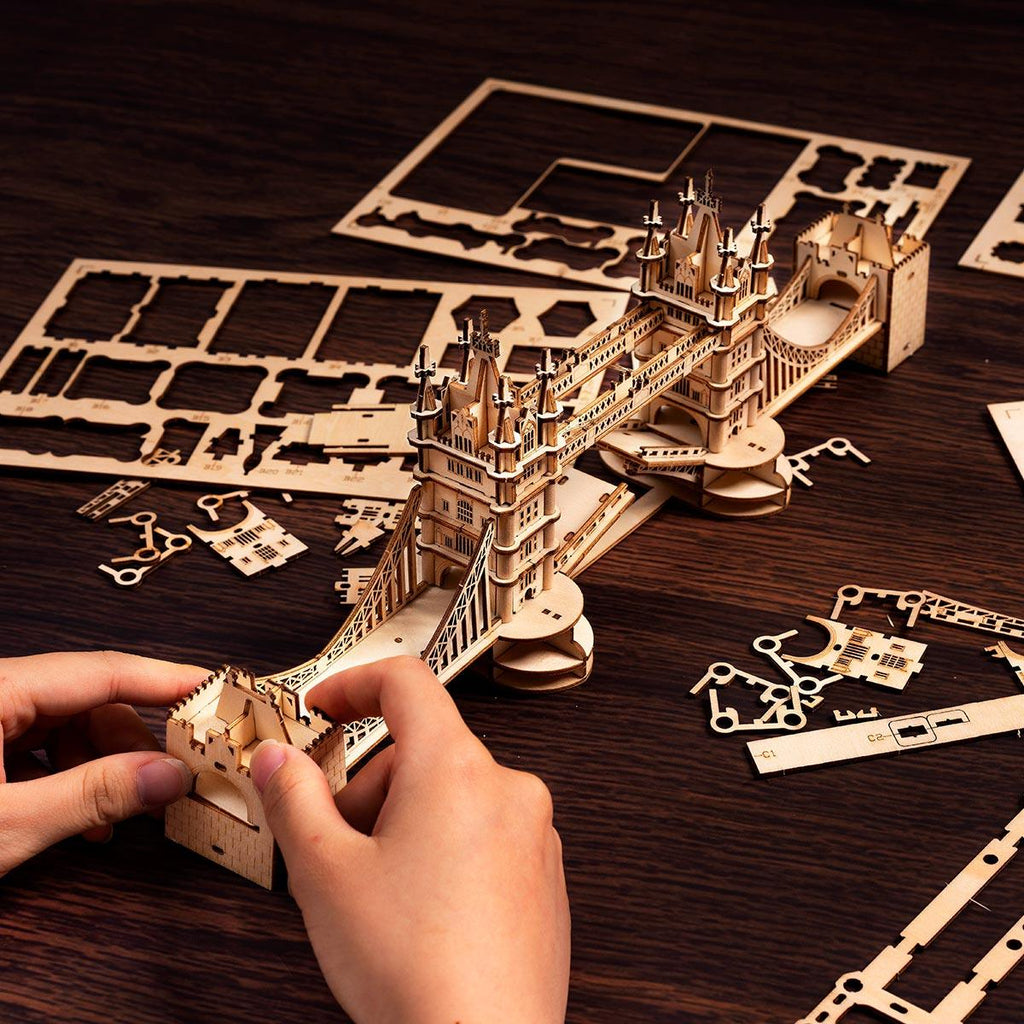 Illuminated Tower Bridge 3D Wooden Puzzle - 3D Wooden Puzzle by Extoril