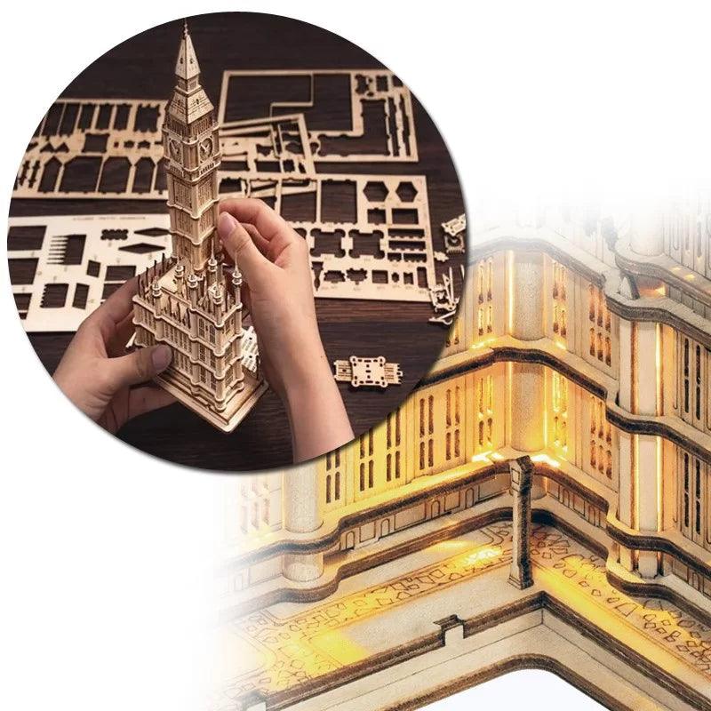 Illuminated Tower Bridge 3D Wooden Puzzle - 3D Wooden Puzzle by Extoril