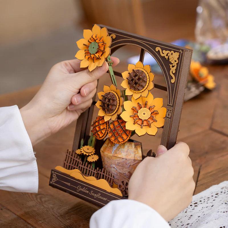 3D Wooden Sunflower Puzzle Night Light - DIY Flower by Extoril