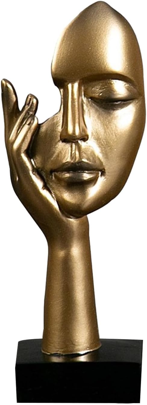 Abstract Face Sculpture Resin Thinker Statue - home decor by Extoril