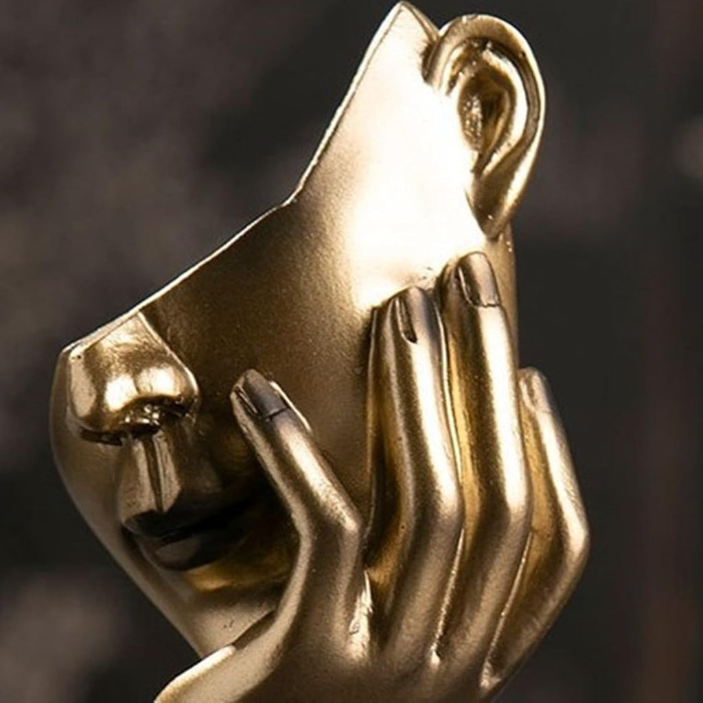 Abstract Face Sculpture Resin Thinker Statue - home decor by Extoril