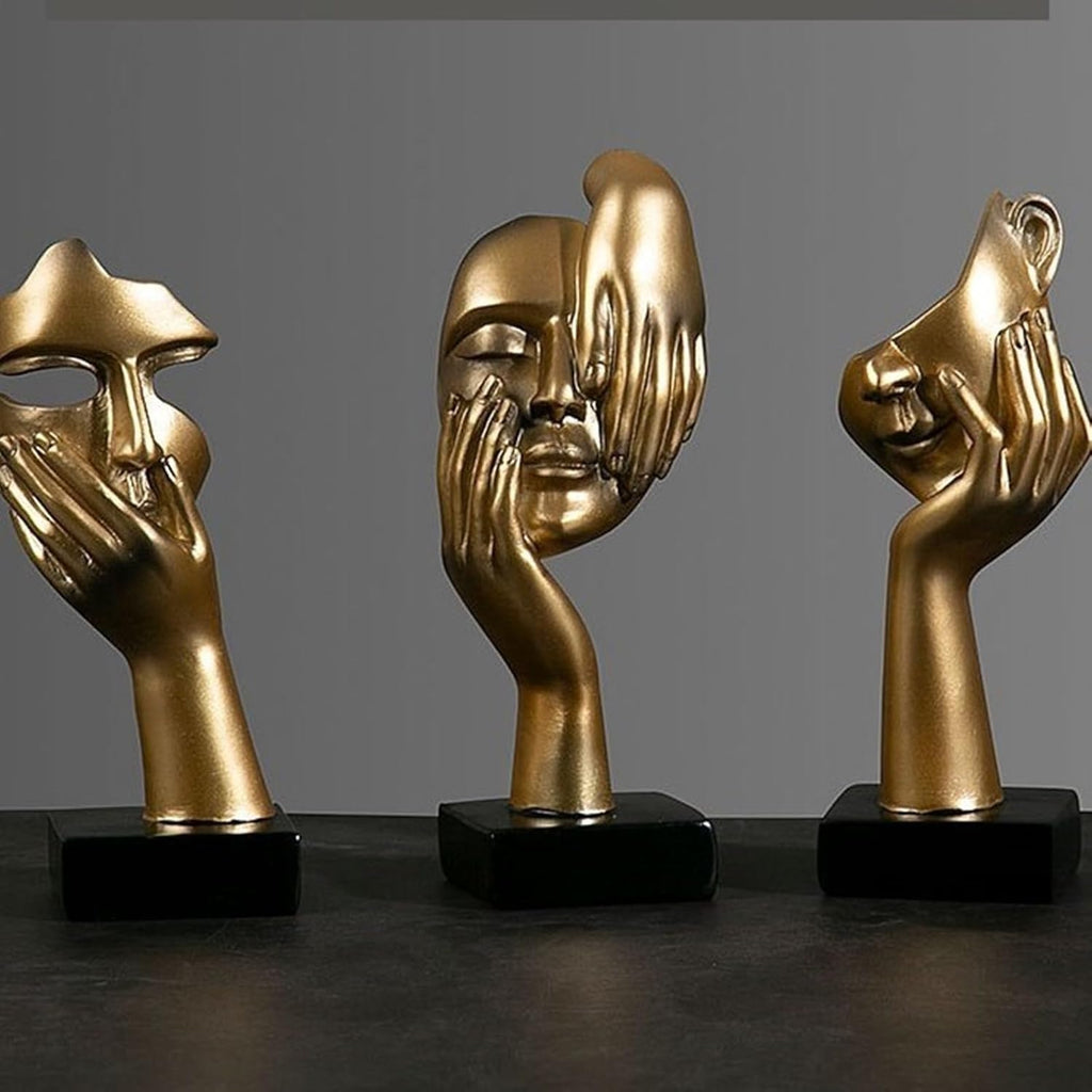 Abstract Face Sculpture Resin Thinker Statue - home decor by Extoril