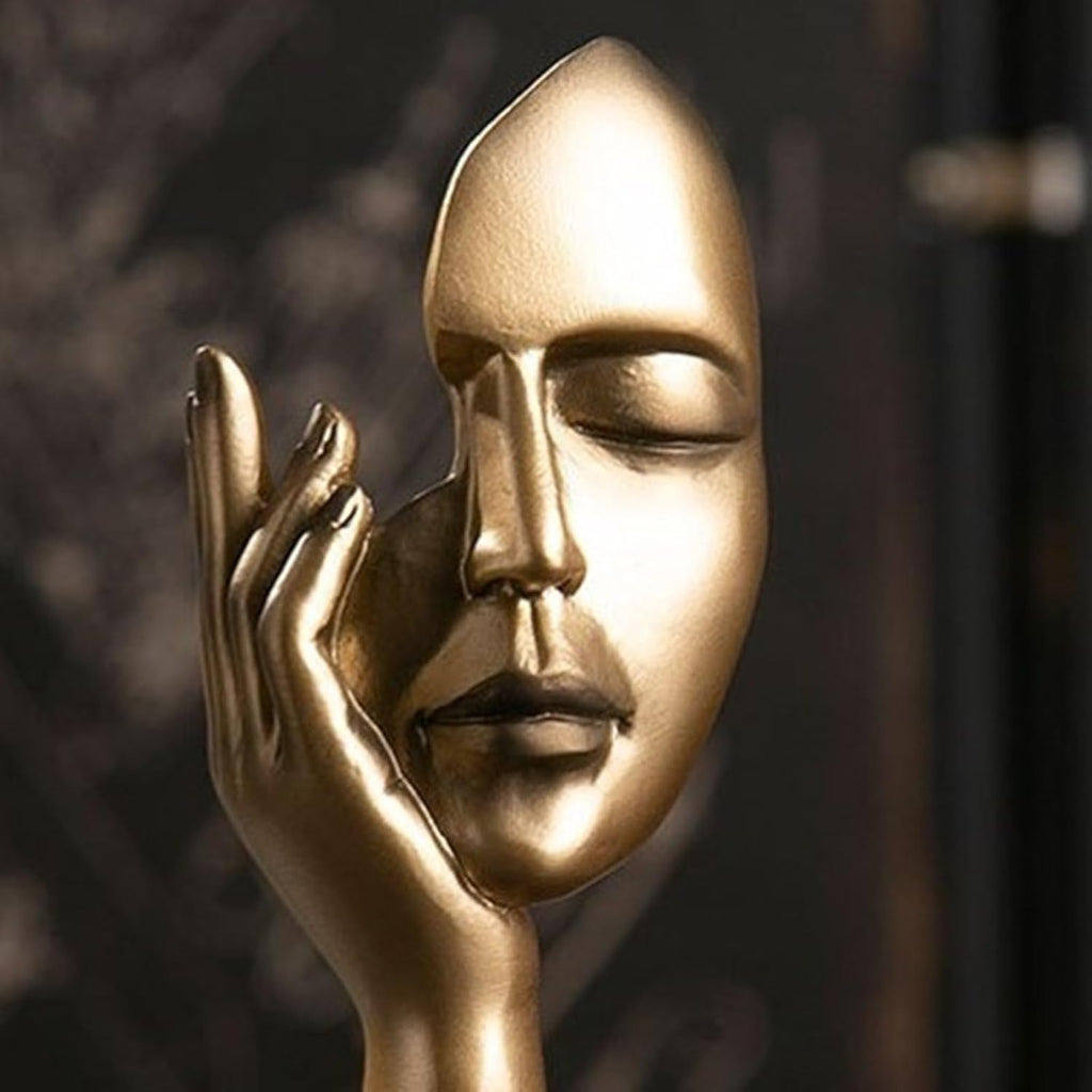 Abstract Face Sculpture Resin Thinker Statue - home decor by Extoril
