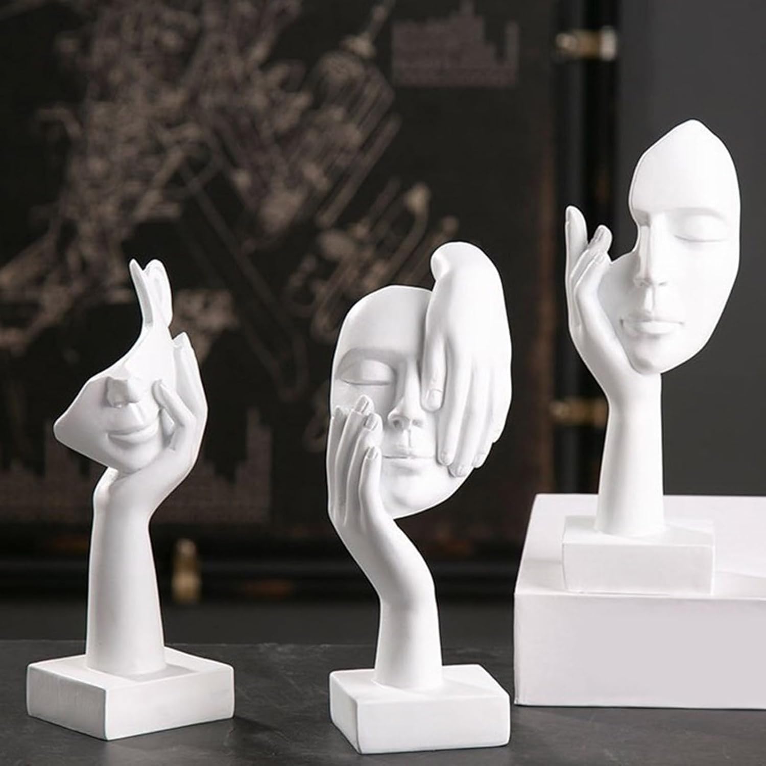 Abstract Face Sculpture Resin Thinker Statue - home decor by Extoril