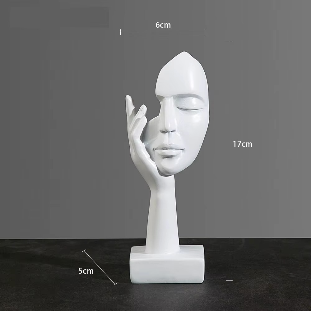 Abstract Face Sculpture Resin Thinker Statue - home decor by Extoril