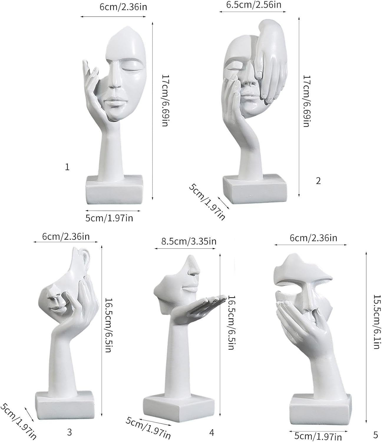 Abstract Face Sculpture Resin Thinker Statue - home decor by Extoril