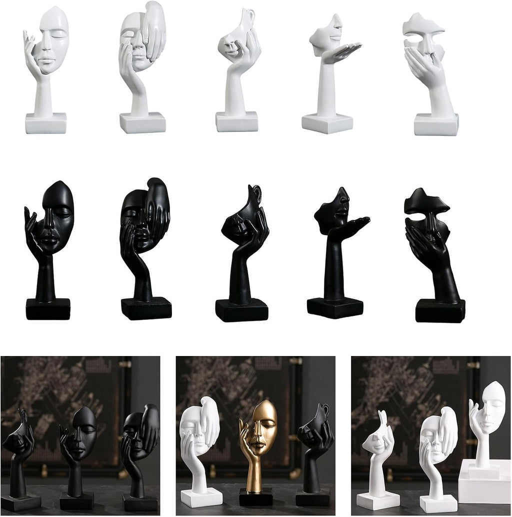 Abstract Face Sculpture Resin Thinker Statue - home decor by Extoril