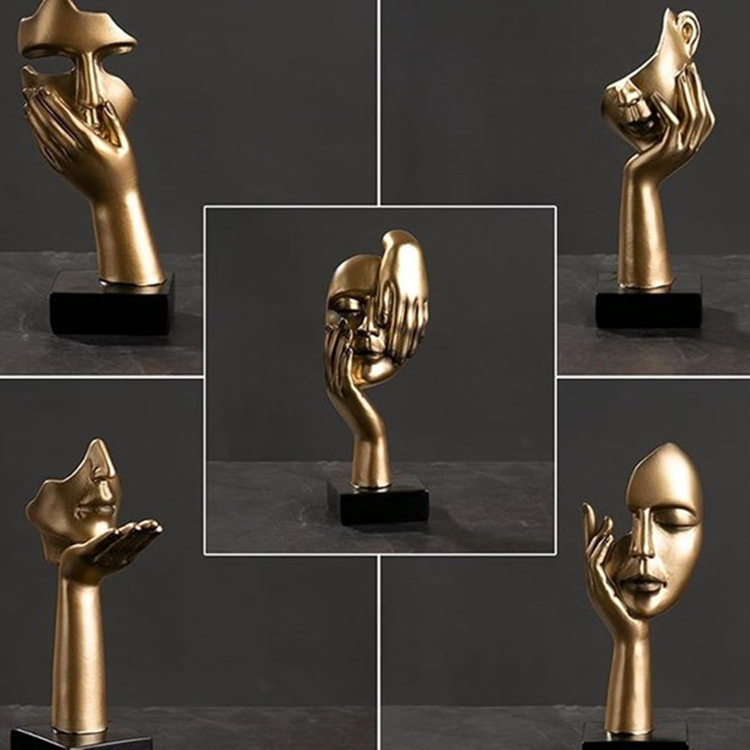 Abstract Face Sculpture Resin Thinker Statue - home decor by Extoril