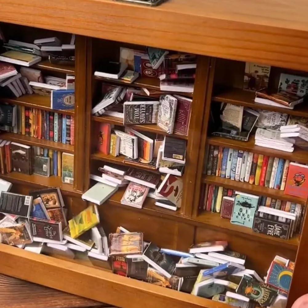 Original Anxiety Bookshelf with 260 Mini Books - DIY Booknooks by Extoril