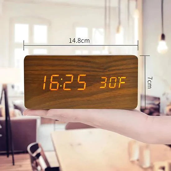 NatureSense Wooden LED Alarm Clock - home decor by Extoril