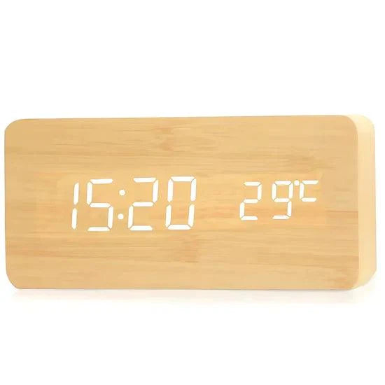 NatureSense Wooden LED Alarm Clock - home decor by Extoril
