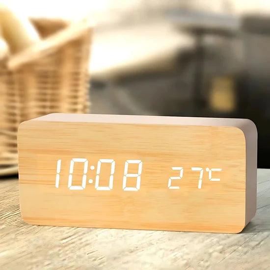 NatureSense Wooden LED Alarm Clock - home decor by Extoril