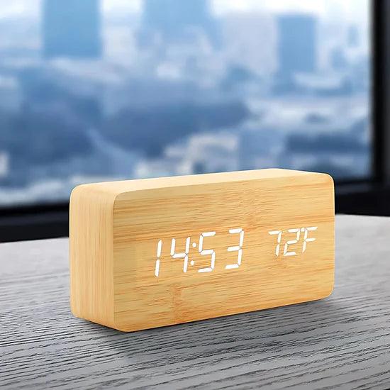 NatureSense Wooden LED Alarm Clock - home decor by Extoril