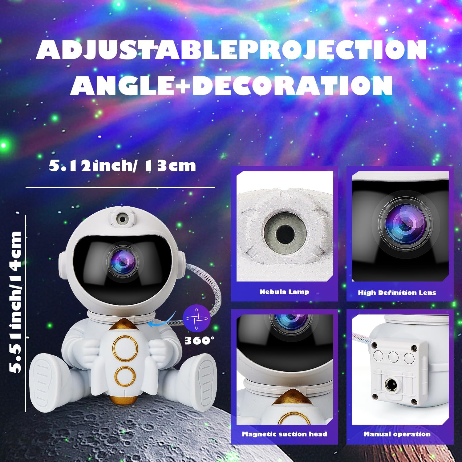 Astronaut Star Projector Galaxy Night Light with Remote - Gadget by Extoril