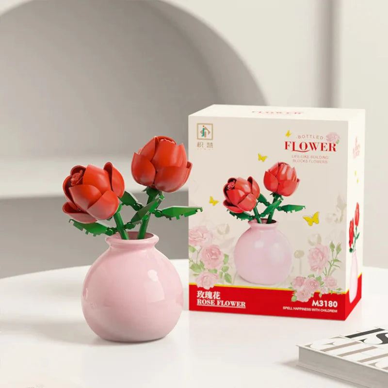 Building Block Flowers - Brick Bouquet with Vase - DIY Flower by Extoril