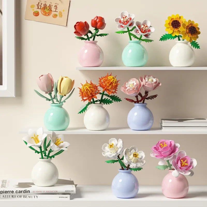 Building Block Flowers - Brick Bouquet with Vase - DIY Flower by Extoril