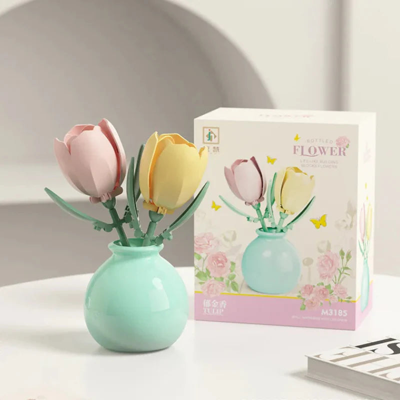 Building Block Flowers - Brick Bouquet with Vase - DIY Flower by Extoril