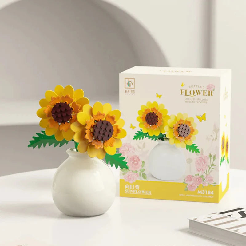 Building Block Flowers - Brick Bouquet with Vase - DIY Flower by Extoril