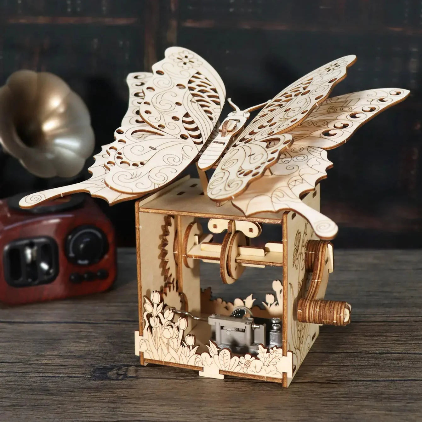Butterfly Music Box 3D Wooden Puzzle Kit - 3D Wooden Puzzle by Extoril