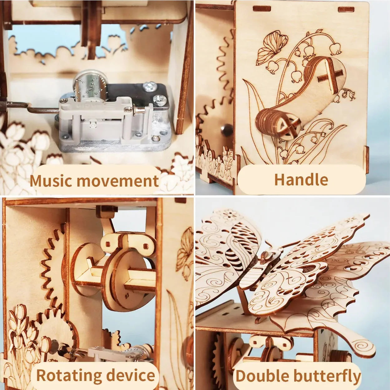 Butterfly Music Box 3D Wooden Puzzle Kit - 3D Wooden Puzzle by Extoril