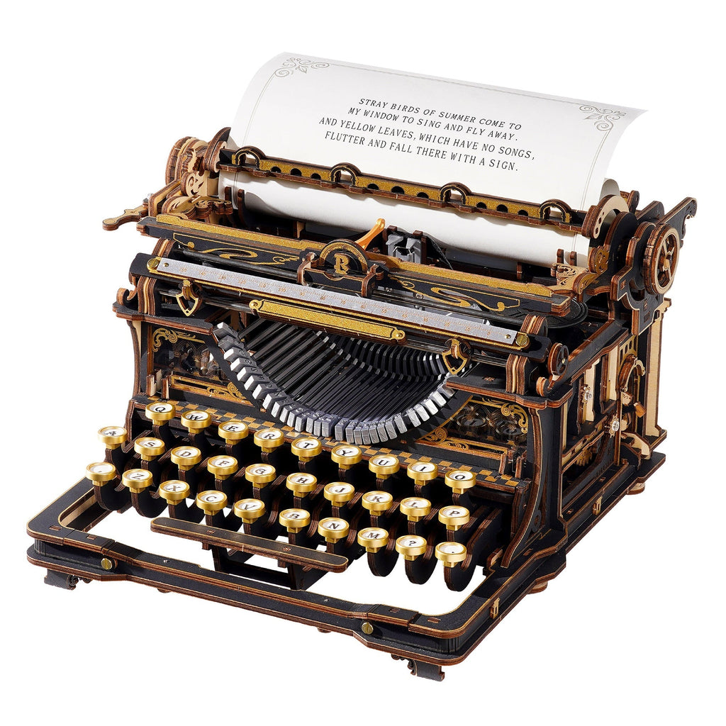 Classic Gold Typewriter Wooden 3D Puzzle - 3D Wooden Puzzle by Extoril