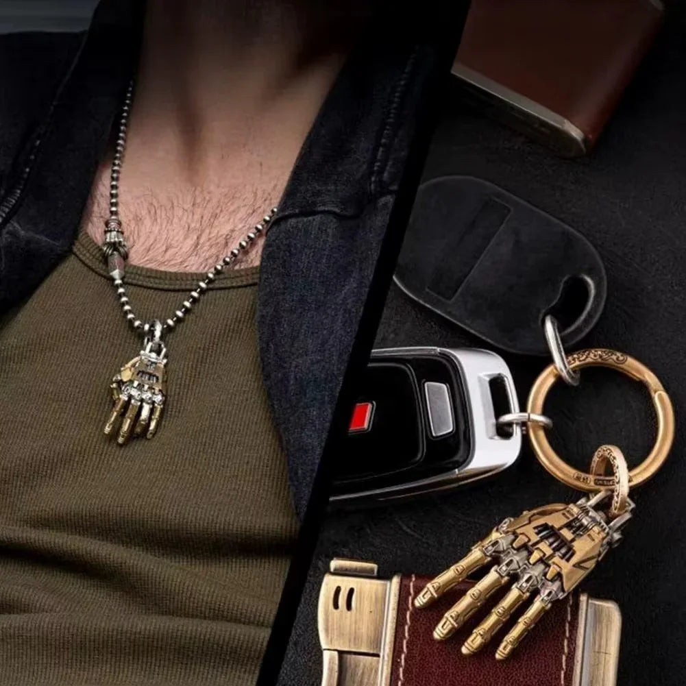 Cybernetic Hand Pendant Steampunk Necklace - Gadget by Extoril