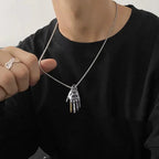 Cybernetic Hand Pendant Steampunk Necklace - Gadget by Extoril