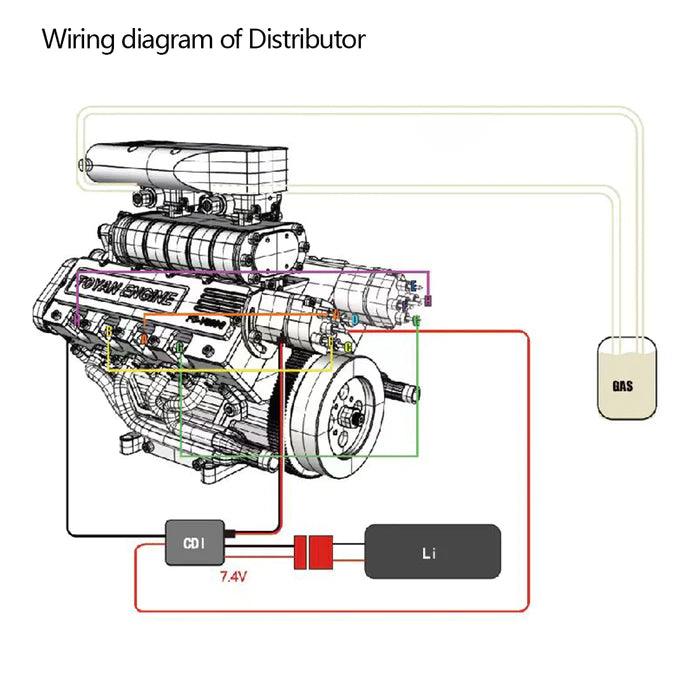 DIY 1/10 V8 Engine Model 28cc Gasoline Engine Kit FS-V800G - DIY Engine Model by Extoril