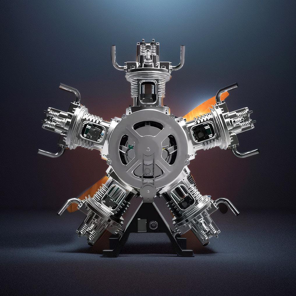 DIY 1/6 Full Metal 5 Cylinder Radial Engine Model Kit - DIY Engine Model by Extoril